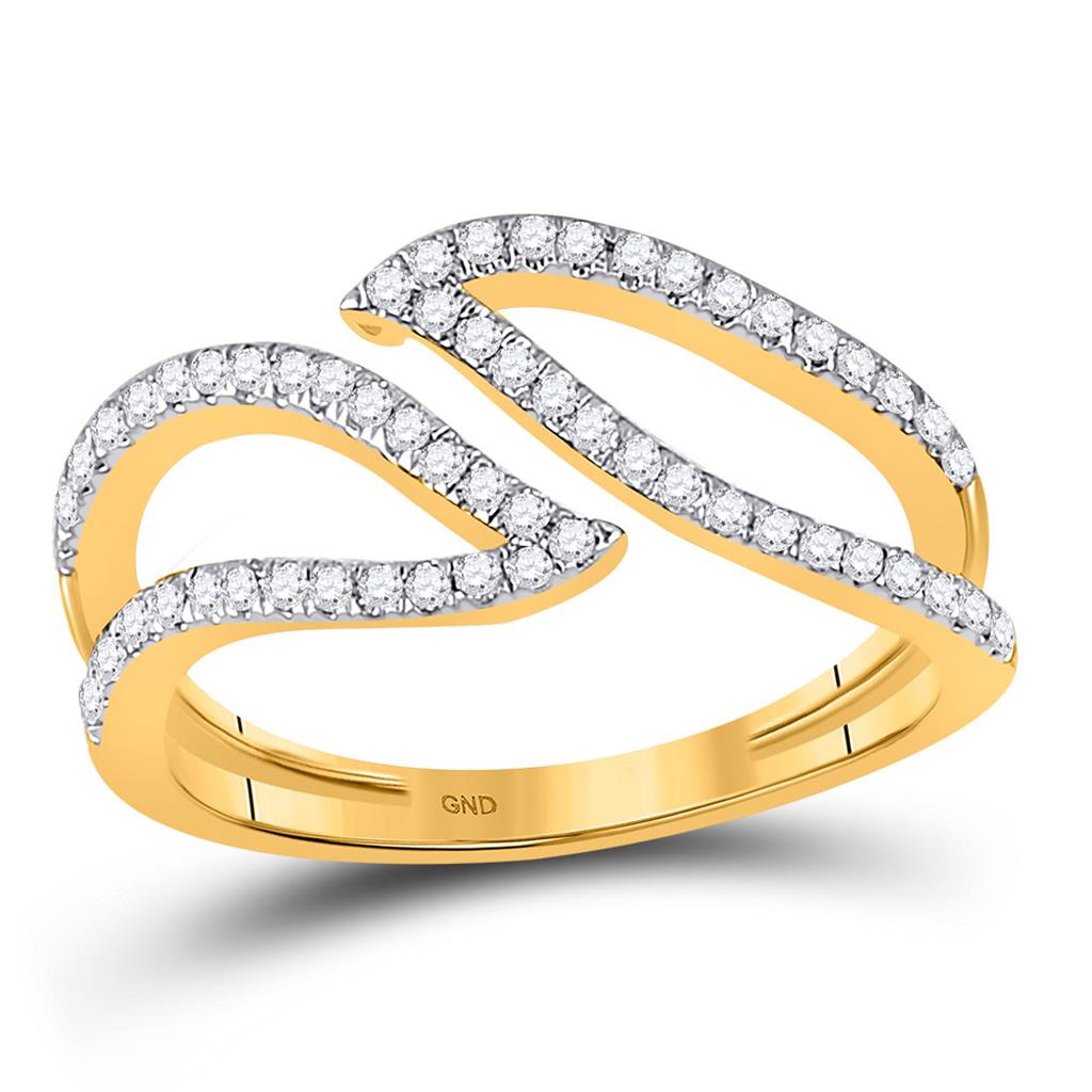 Image of ID 1 10k Yellow Gold Round Diamond Bisected Outline Band Ring 1/4 Cttw