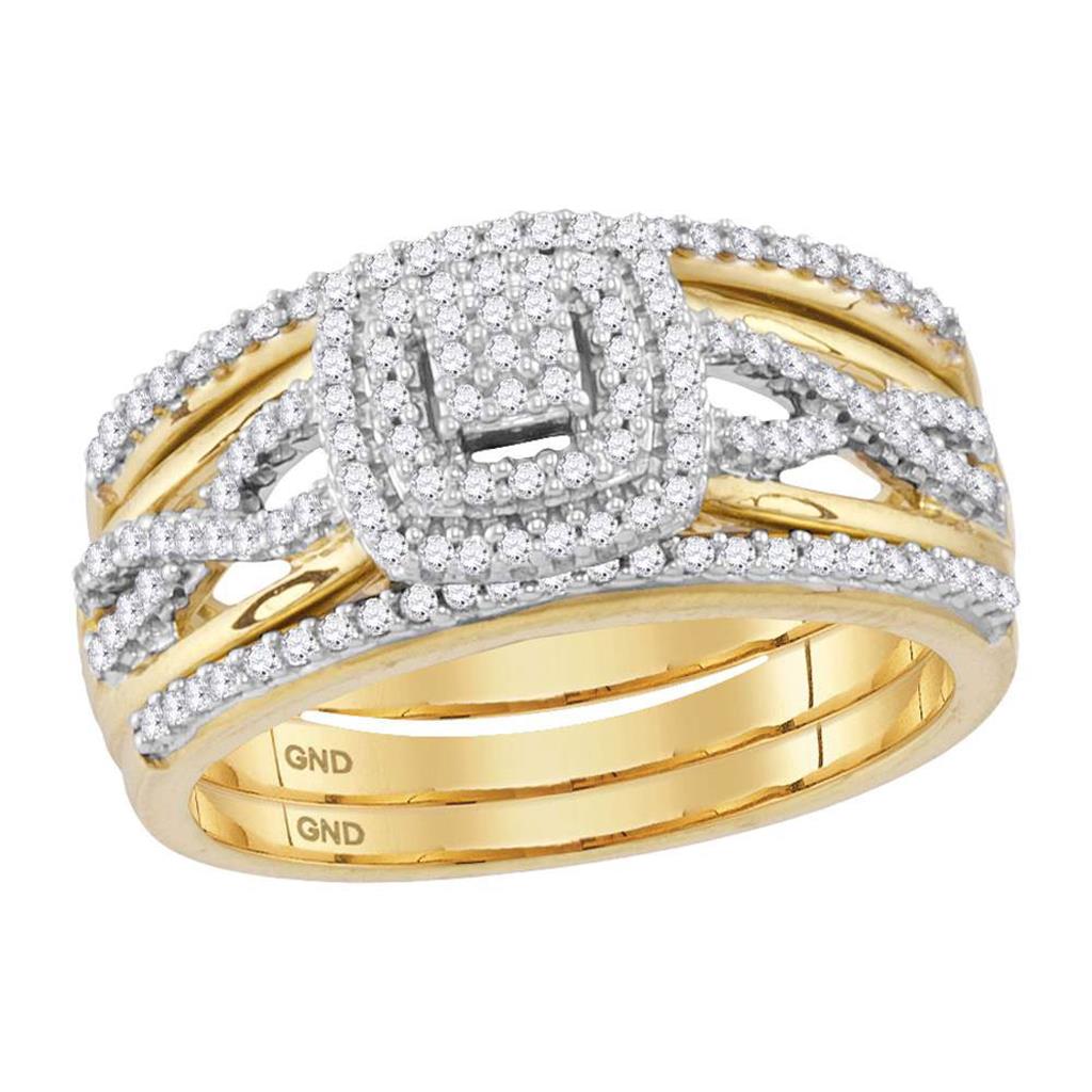 Image of ID 1 10k Yellow Gold Round Diamond Bridal Wedding Ring Set 3/8 Cttw