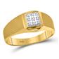 Image of ID 1 10k Yellow Gold Round Diamond Brushed Cluster Ring 03 Cttw