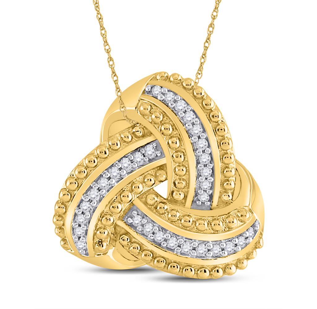 Image of ID 1 10k Yellow Gold Round Diamond Celtic Knot Fashion Pendant 1/10 Cttw