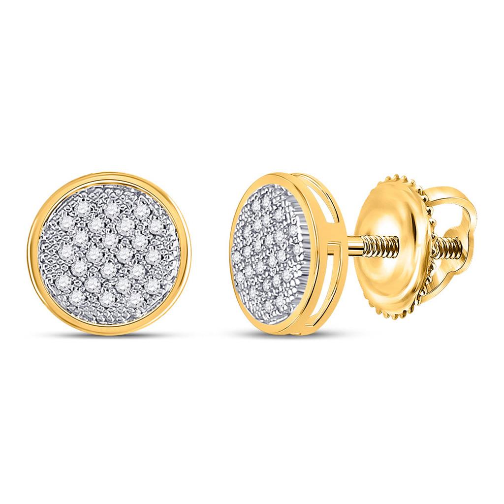 Image of ID 1 10k Yellow Gold Round Diamond Circle Earrings 1/6 Cttw