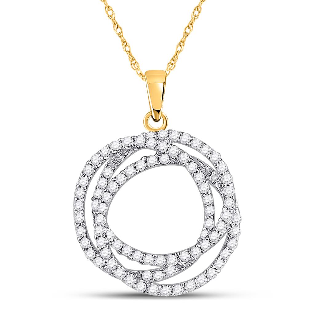 Image of ID 1 10k Yellow Gold Round Diamond Circle Pendant 5/8 Cttw