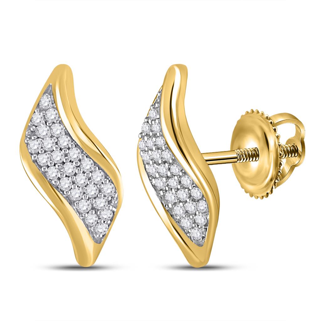 Image of ID 1 10k Yellow Gold Round Diamond Cluster Earrings 1/6 Cttw