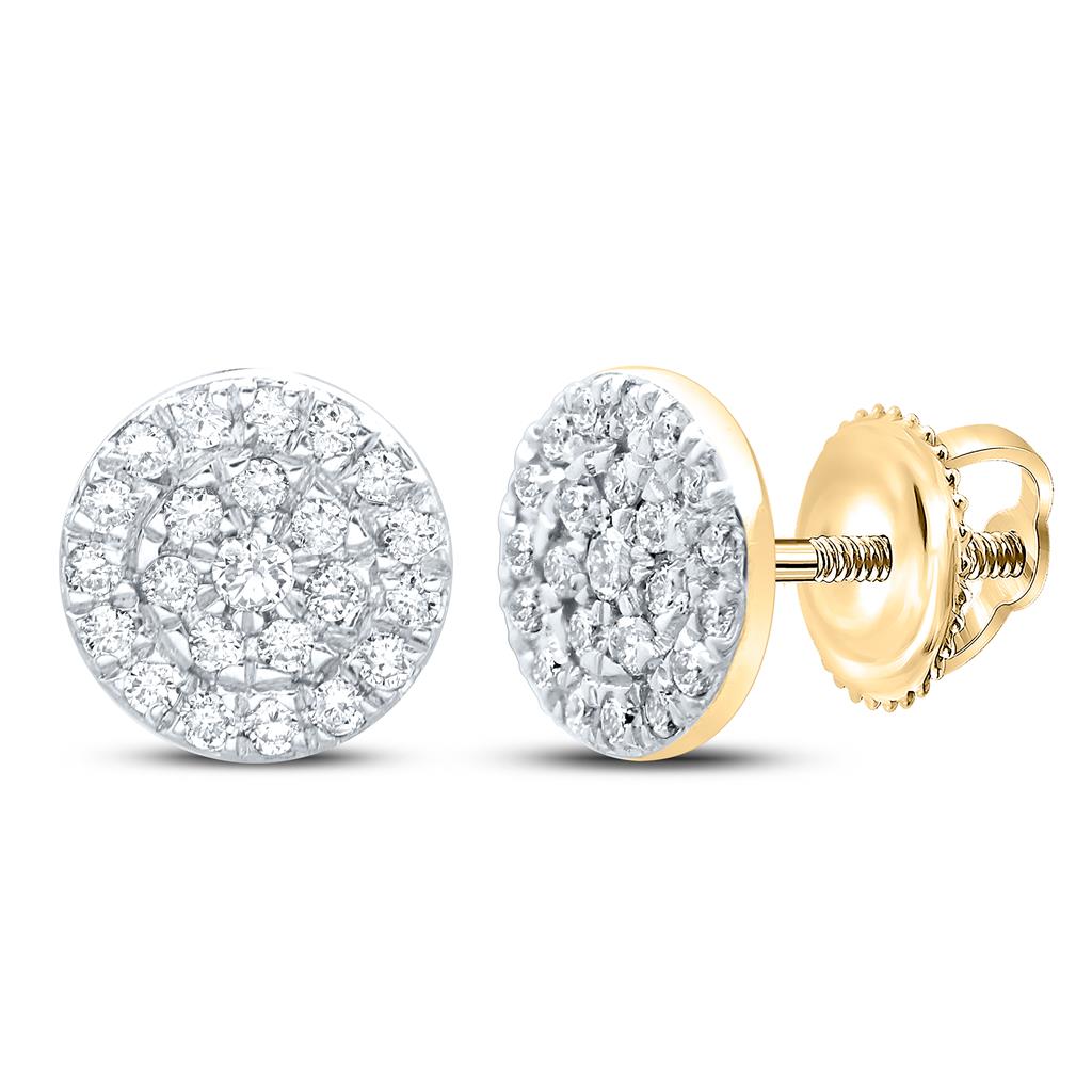 Image of ID 1 10k Yellow Gold Round Diamond Cluster Earrings 1/8 Cttw