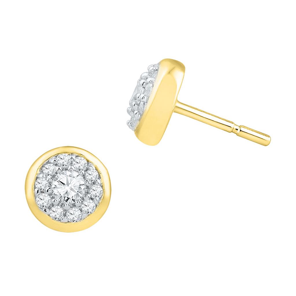 Image of ID 1 10k Yellow Gold Round Diamond Cluster Earrings 3/8 Cttw
