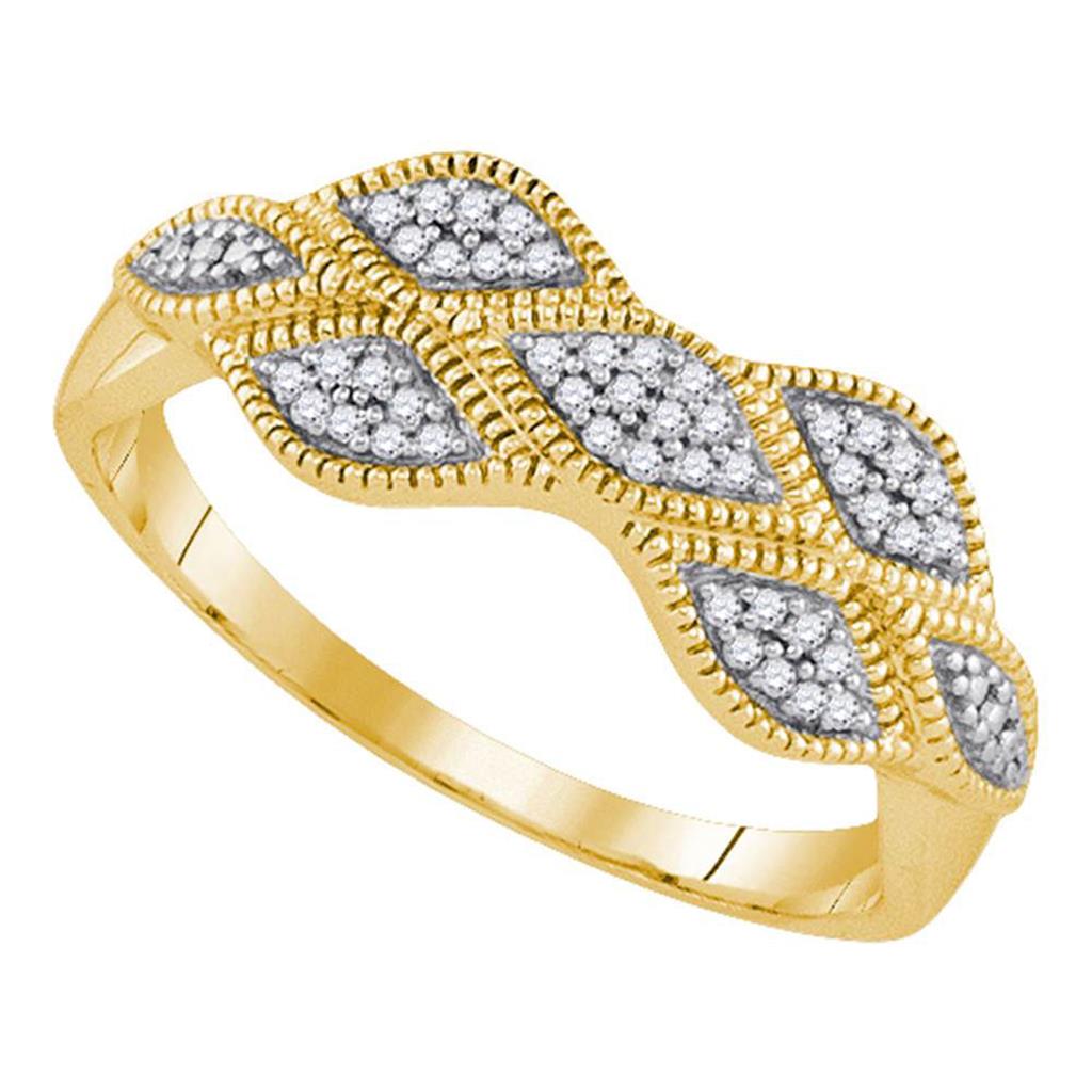 Image of ID 1 10k Yellow Gold Round Diamond Cluster Milgrain Band Ring 1/10 Cttw