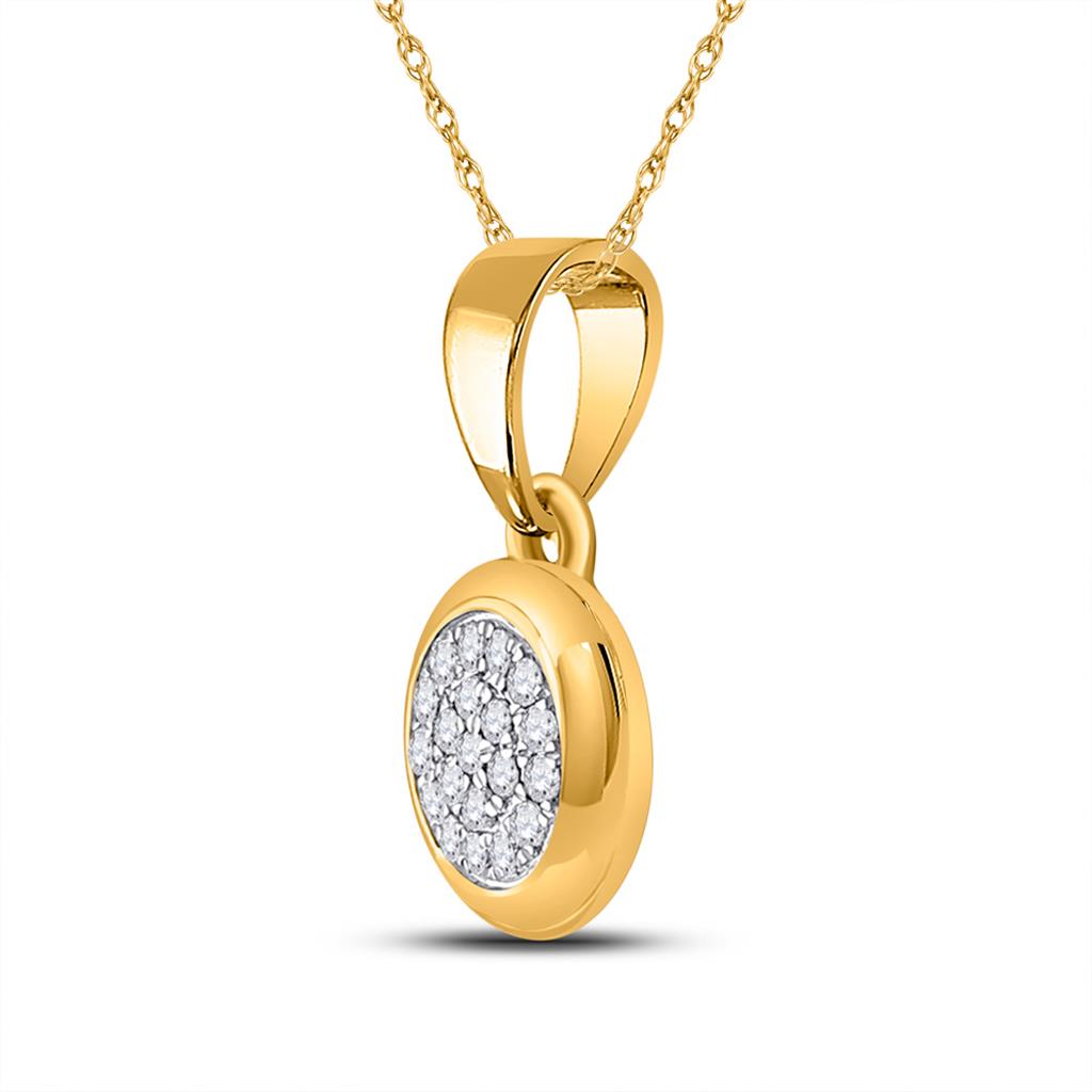 Image of ID 1 10k Yellow Gold Round Diamond Cluster Pendant 1/6 Cttw