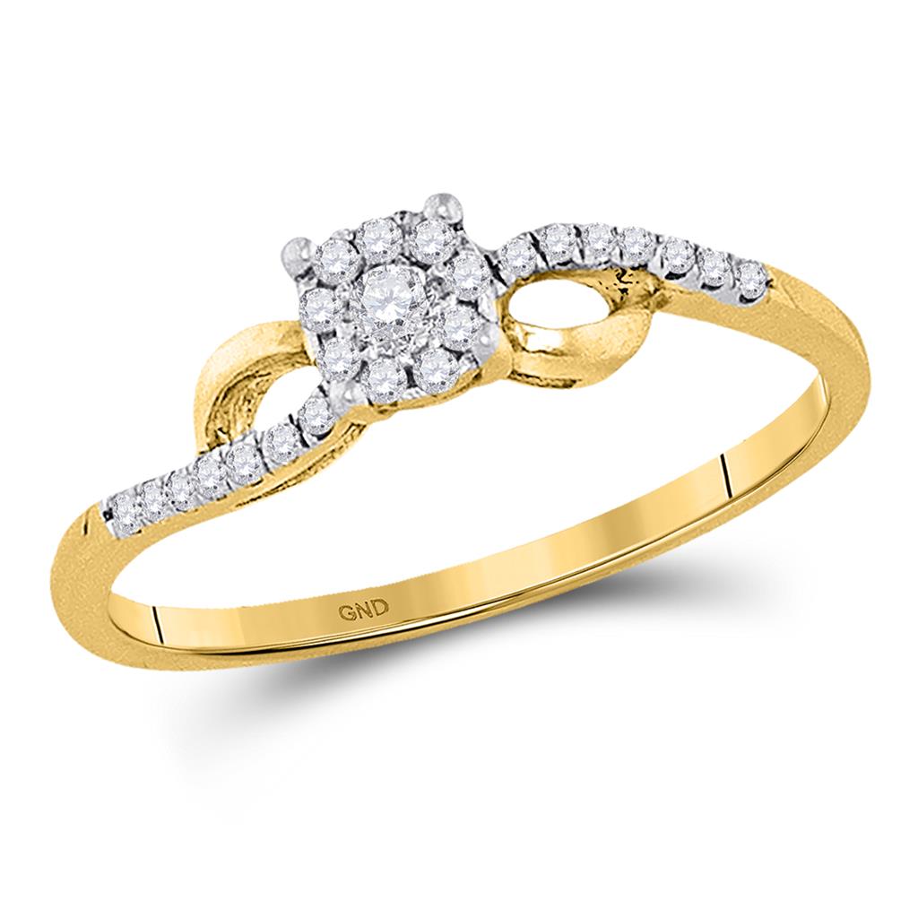 Image of ID 1 10k Yellow Gold Round Diamond Cluster Promise Ring 1/10 Cttw