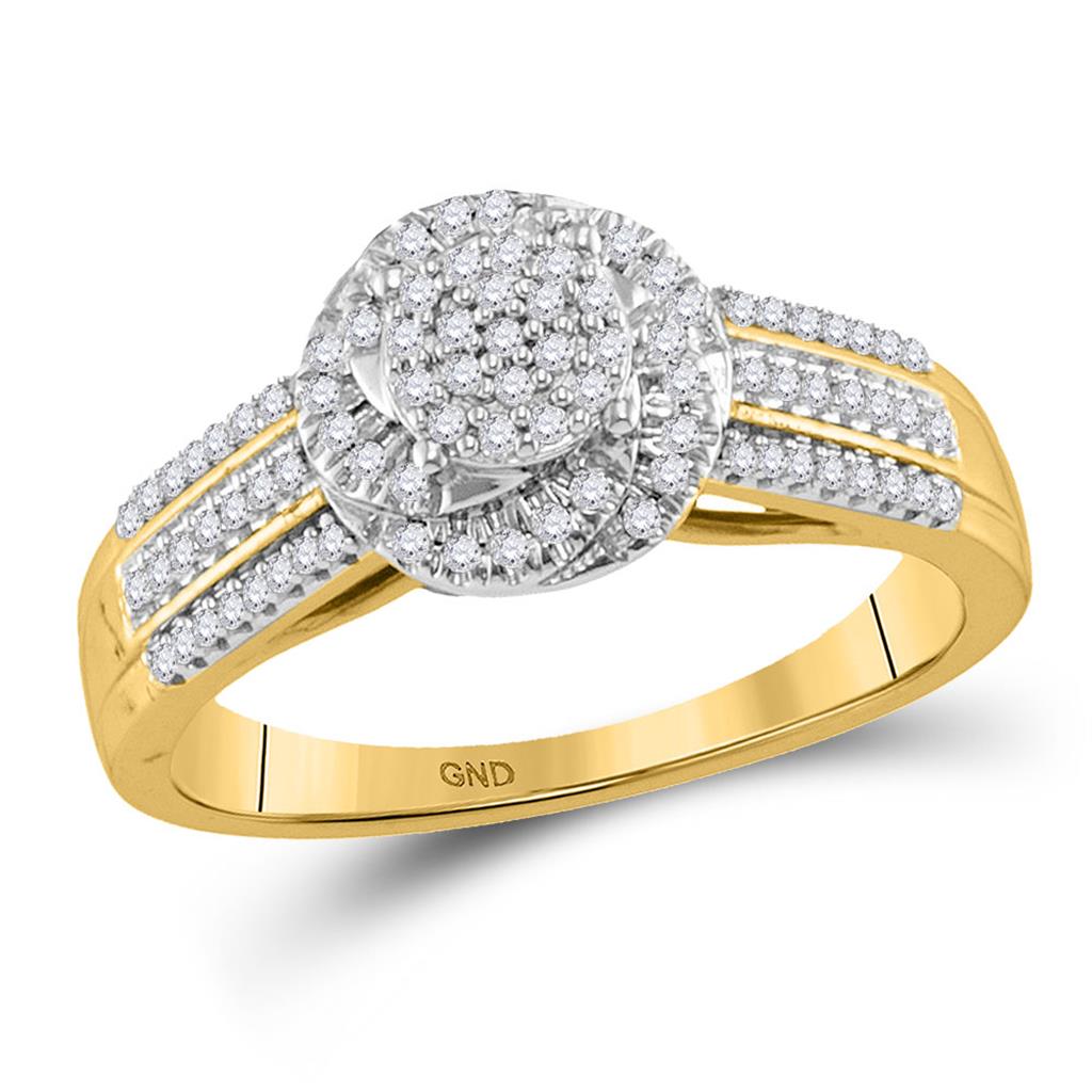 Image of ID 1 10k Yellow Gold Round Diamond Cluster Ring 1/4 Cttw