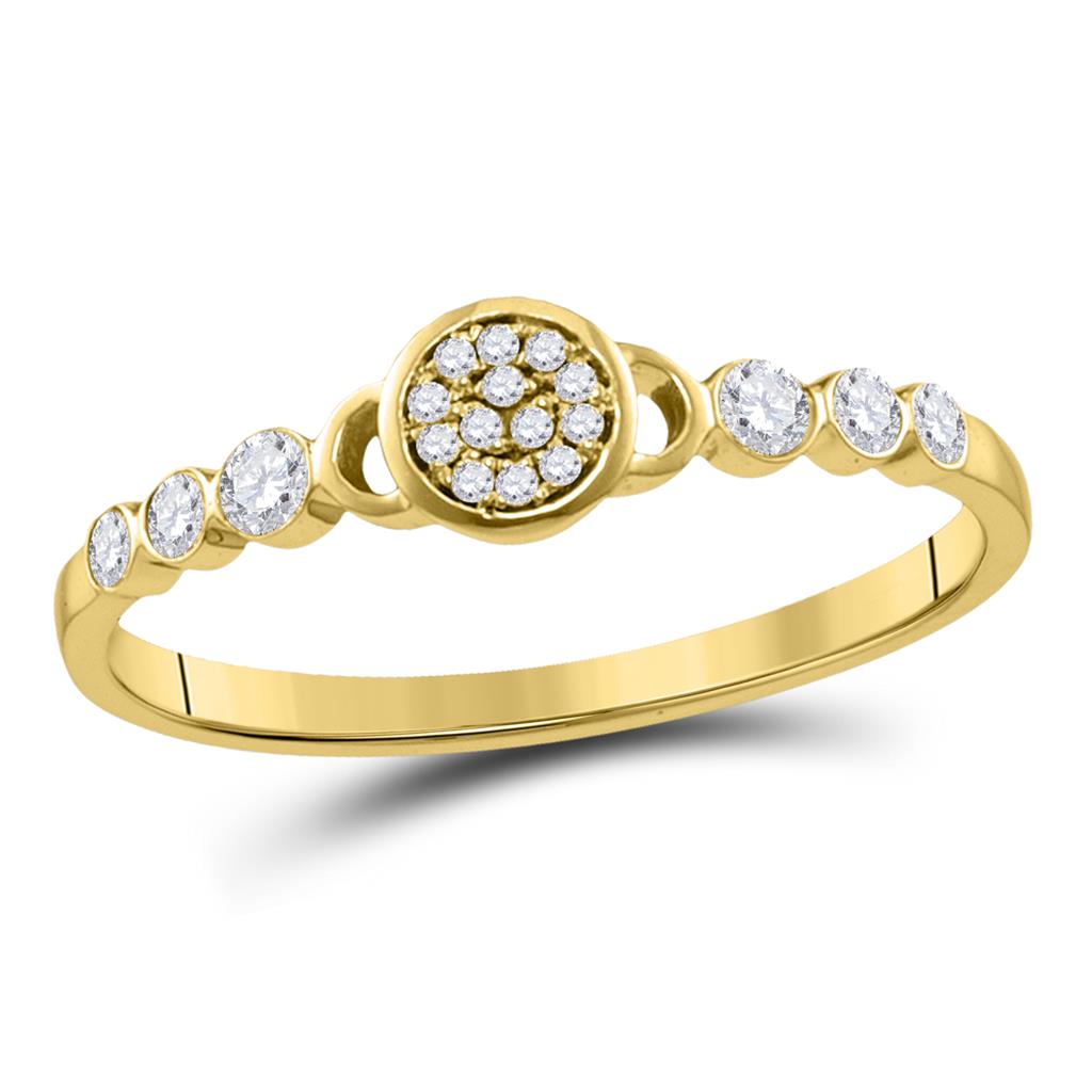 Image of ID 1 10k Yellow Gold Round Diamond Cluster Stackable Band Ring 1/6 Cttw