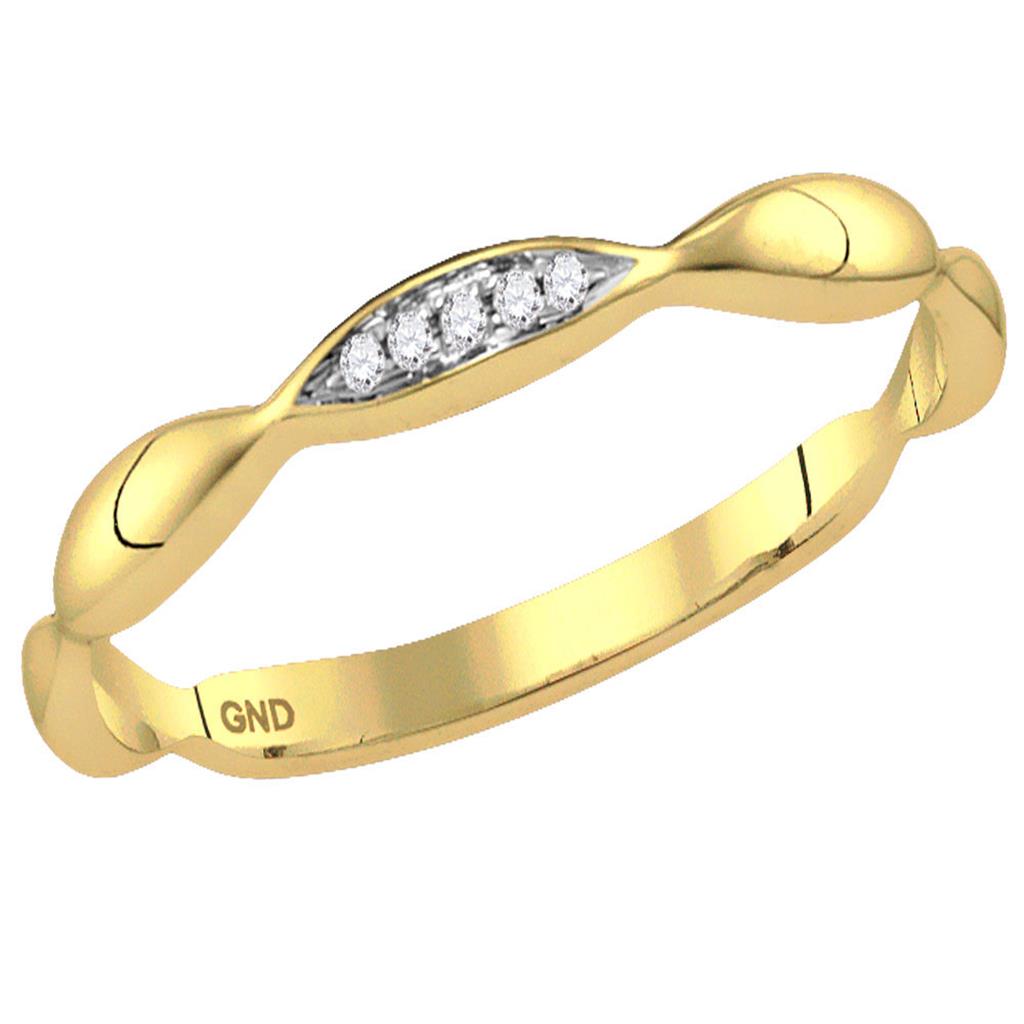 Image of ID 1 10k Yellow Gold Round Diamond Contour Stackable Band Ring 02 Cttw