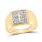 Image of ID 1 10k Yellow Gold Round Diamond Cross Band Ring 02 Cttw