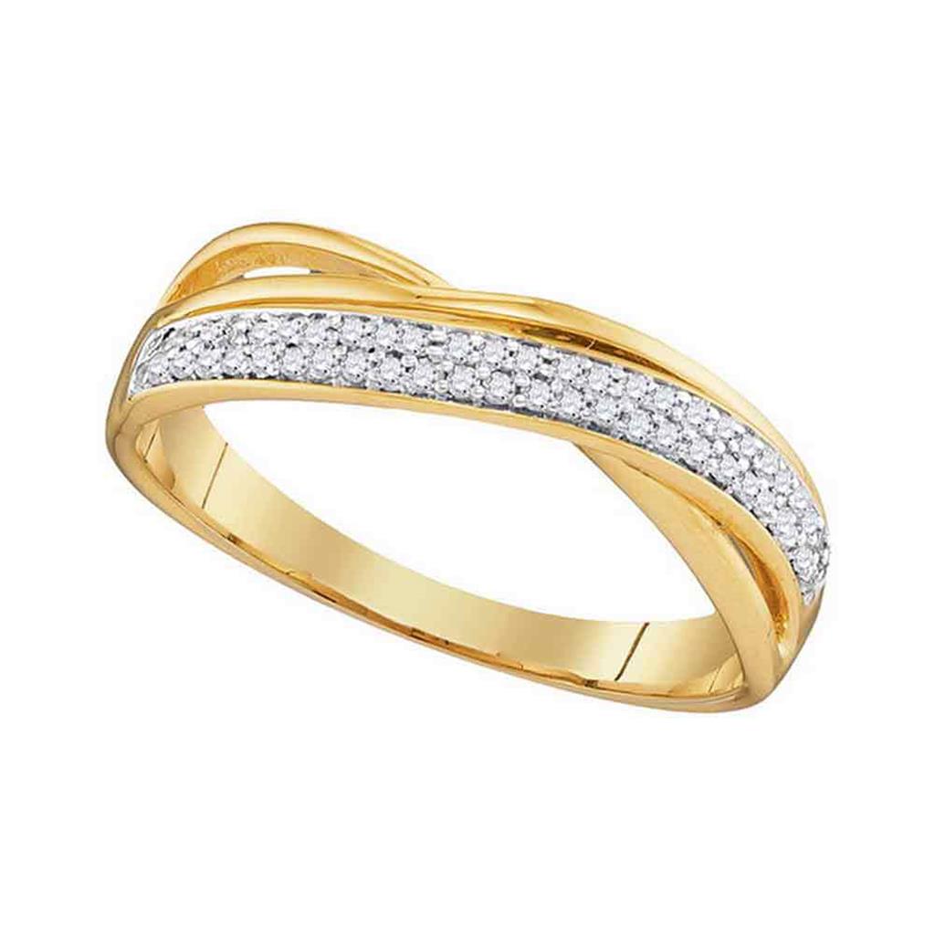 Image of ID 1 10k Yellow Gold Round Diamond Crossover Band Ring 1/6 Cttw