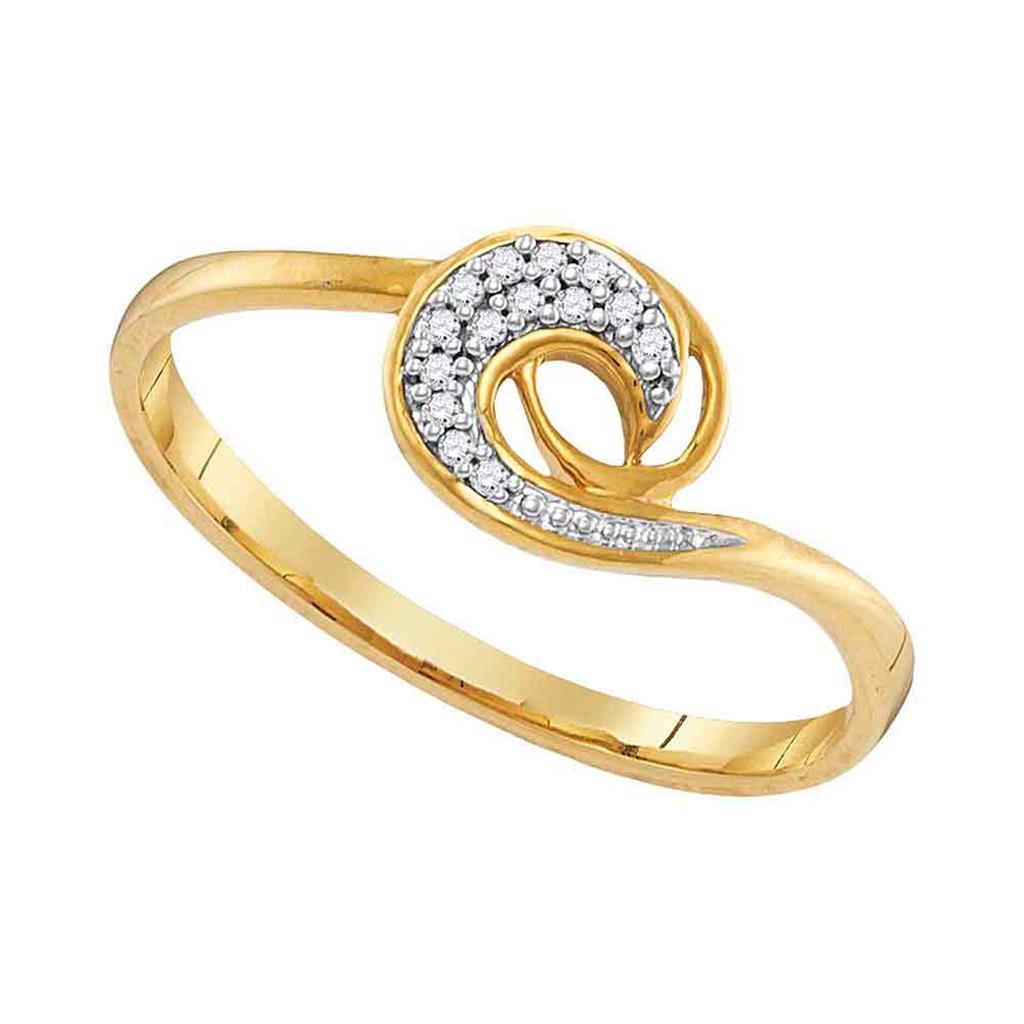 Image of ID 1 10k Yellow Gold Round Diamond Curl Fashion Ring 1/20 Cttw
