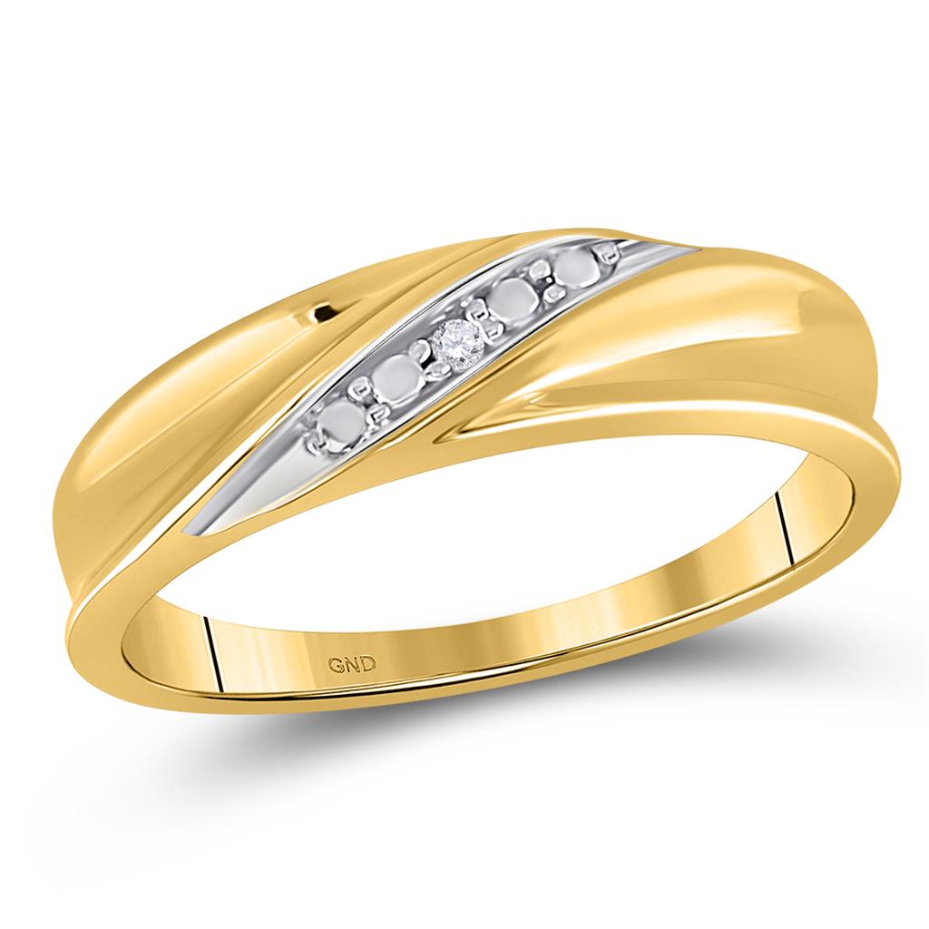 Image of ID 1 10k Yellow Gold Round Diamond Diagonal Row Band Ring 02 Cttw