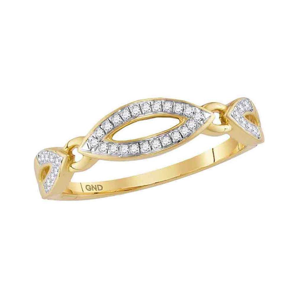 Image of ID 1 10k Yellow Gold Round Diamond Fashion Band Ring 1/10 Cttw