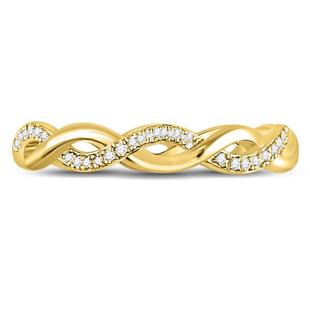 Image of ID 1 10k Yellow Gold Round Diamond Fashion Braided Band Ring 1/10 Cttw