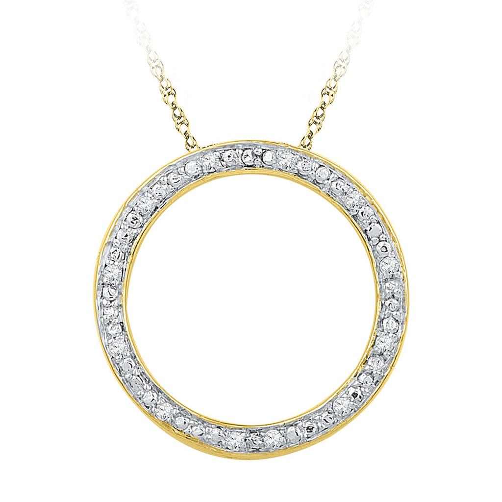 Image of ID 1 10k Yellow Gold Round Diamond Fashion Circle Pendant 1/20 Cttw