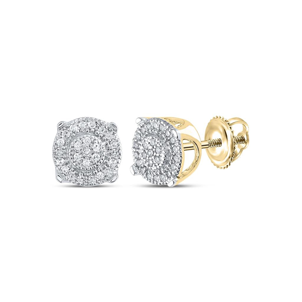 Image of ID 1 10k Yellow Gold Round Diamond Fashion Cluster Earrings 1/8 Cttw