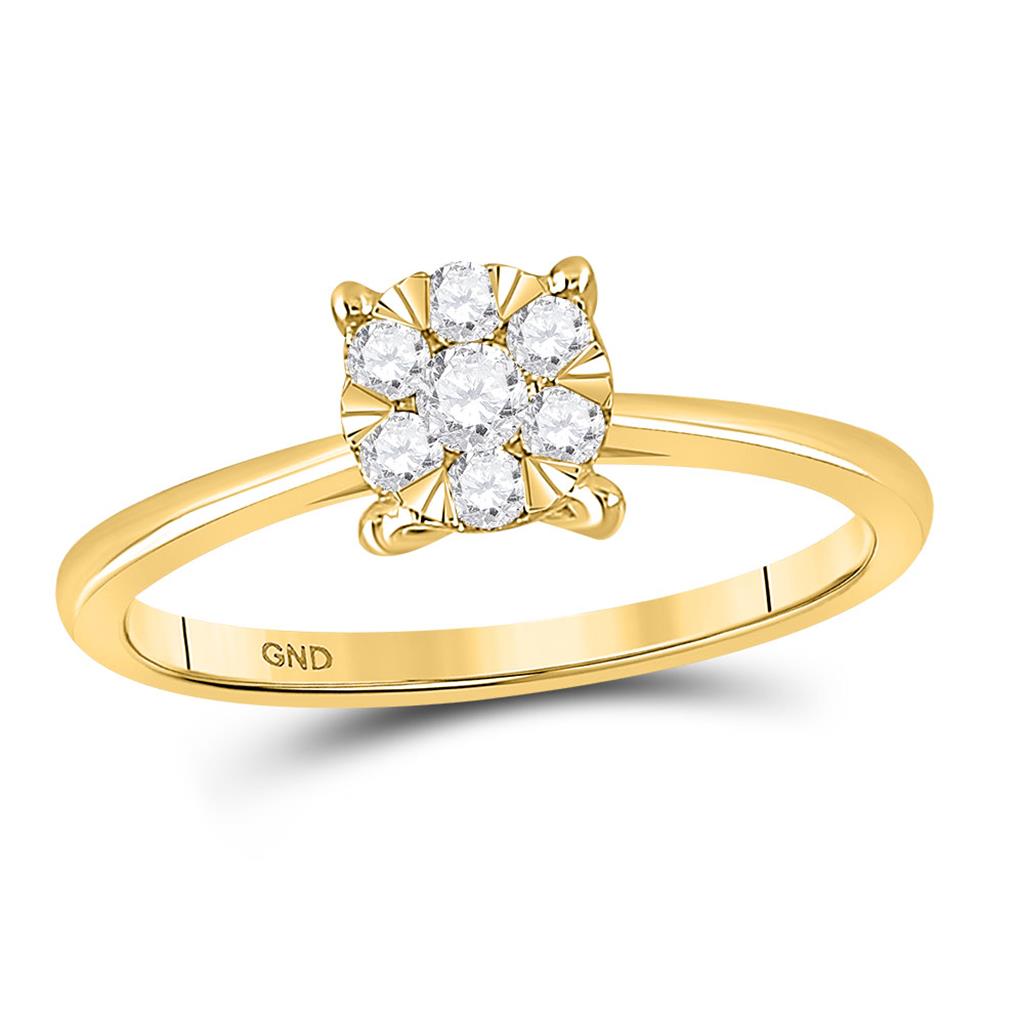 Image of ID 1 10k Yellow Gold Round Diamond Fashion Cluster Ring 1/4 Cttw