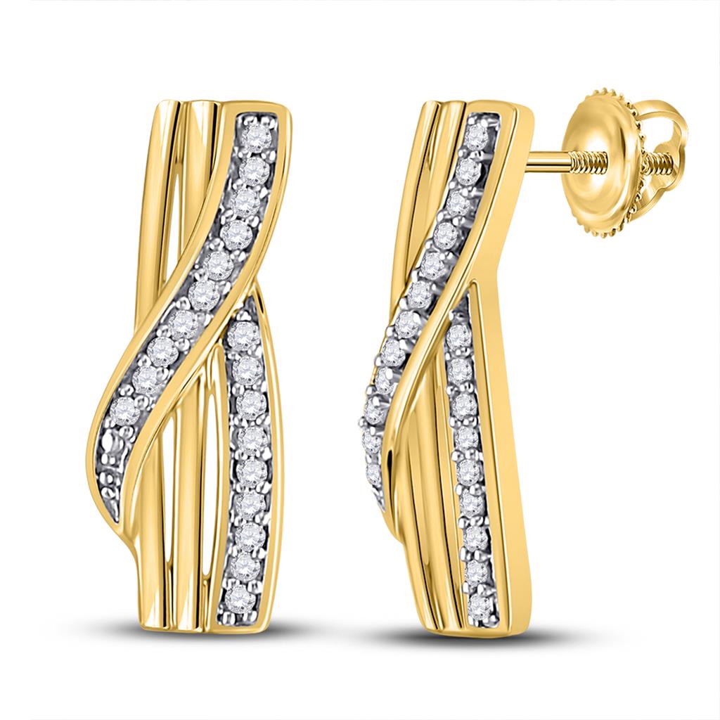 Image of ID 1 10k Yellow Gold Round Diamond Fashion Earrings 1/20 Cttw