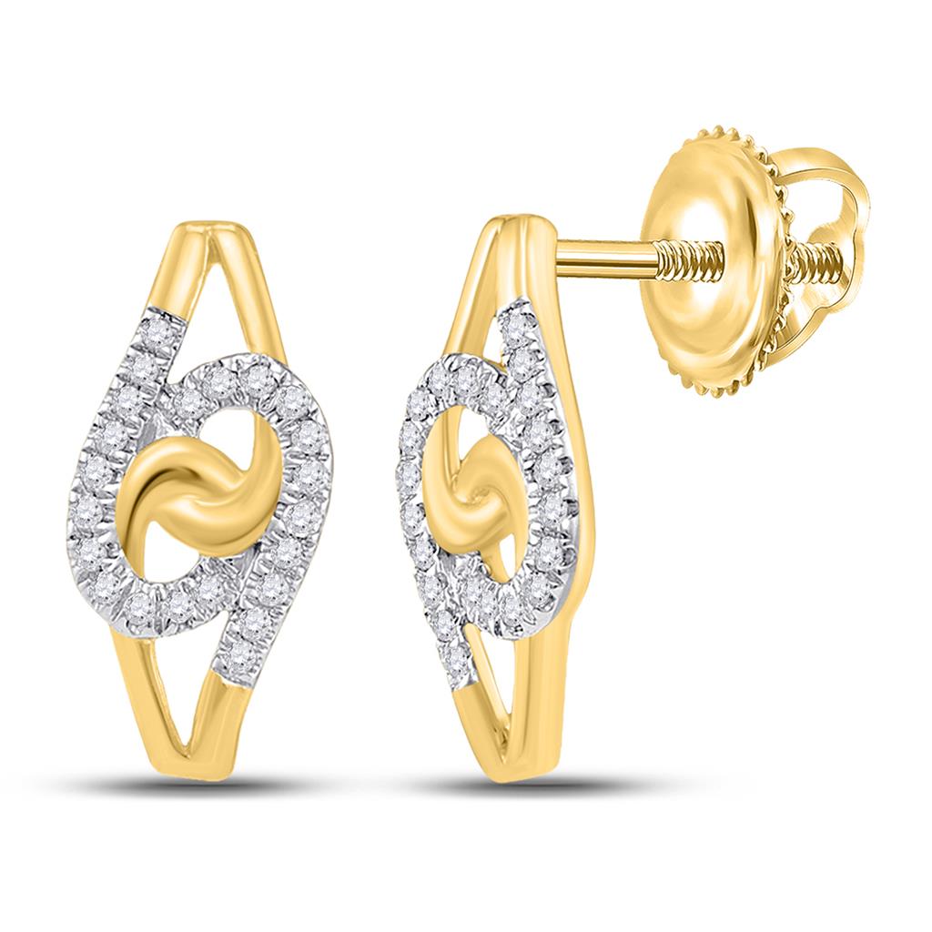 Image of ID 1 10k Yellow Gold Round Diamond Fashion Earrings 1/8 Cttw
