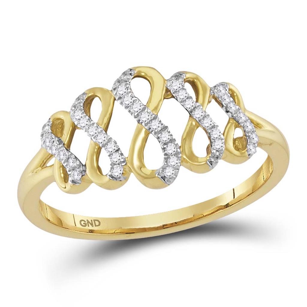 Image of ID 1 10k Yellow Gold Round Diamond Fashion Infinity Ring 1/10 Cttw