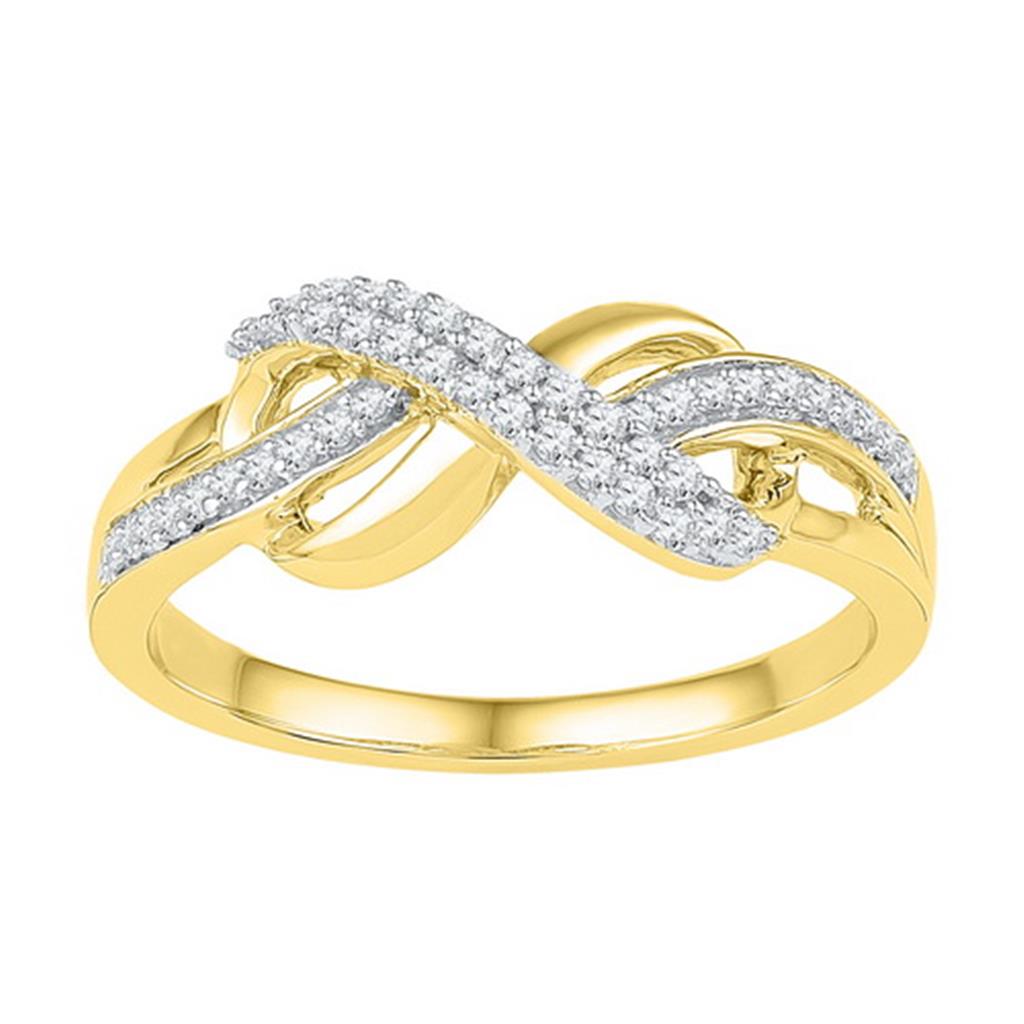 Image of ID 1 10k Yellow Gold Round Diamond Fashion Infinity Ring 1/5 Cttw