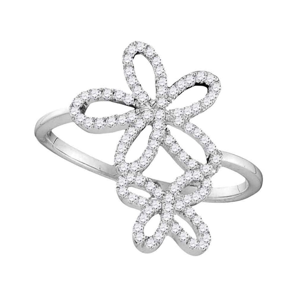 Image of ID 1 10k Yellow Gold Round Diamond Flower Star Cluster Ring 1/5 Cttw