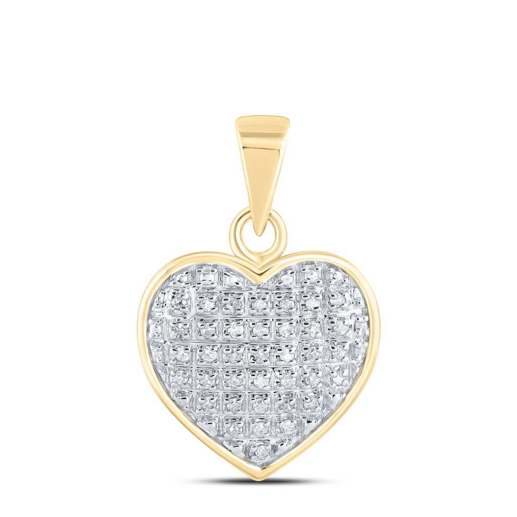 Image of ID 1 10k Yellow Gold Round Diamond Heart Cluster Pendant 1/10 Cttw
