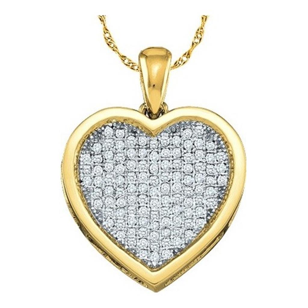 Image of ID 1 10k Yellow Gold Round Diamond Heart Cluster Pendant 1/2 Cttw