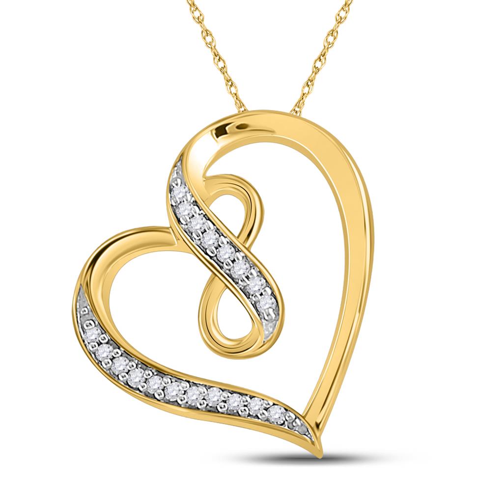 Image of ID 1 10k Yellow Gold Round Diamond Heart Infinity Pendant 1/20 Cttw