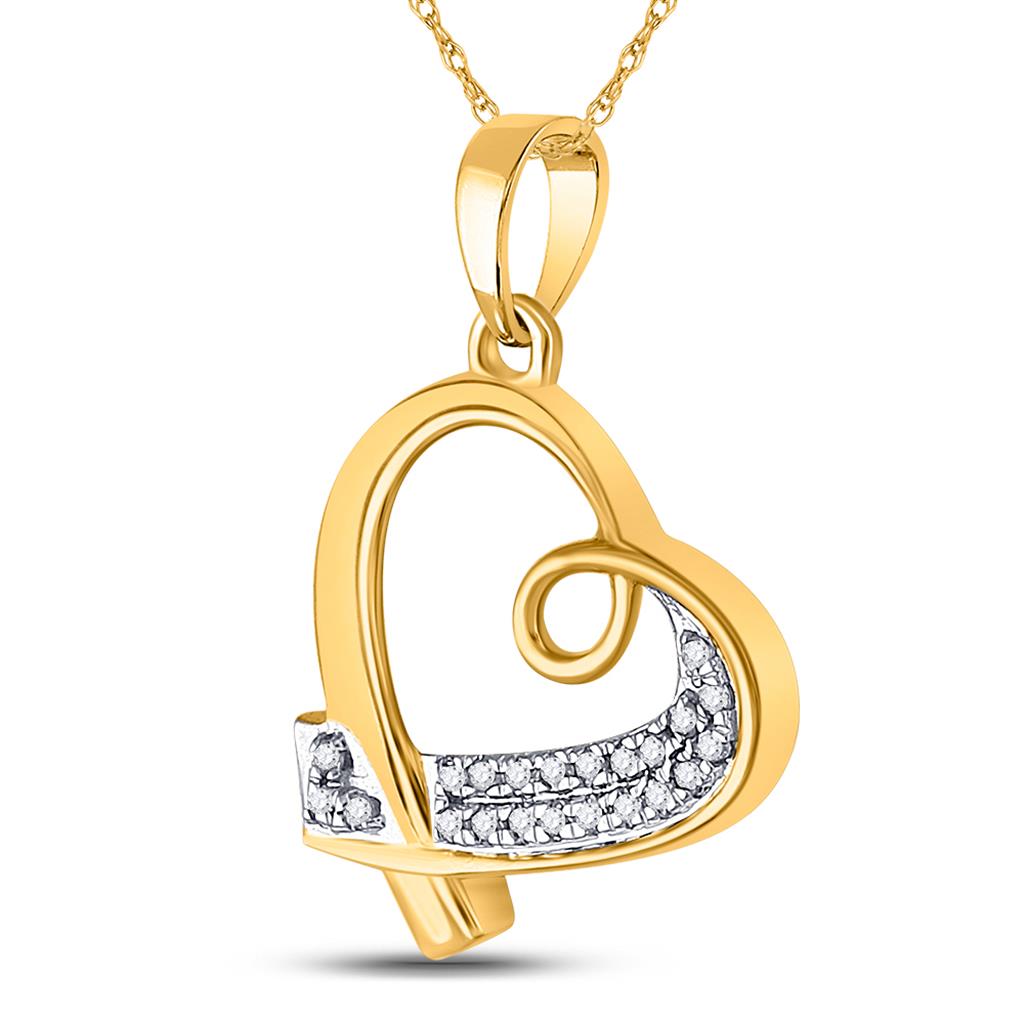 Image of ID 1 10k Yellow Gold Round Diamond Heart Pendant 1/10 Cttw