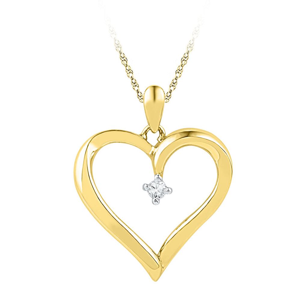 Image of ID 1 10k Yellow Gold Round Diamond Heart Pendant 1/20 Cttw