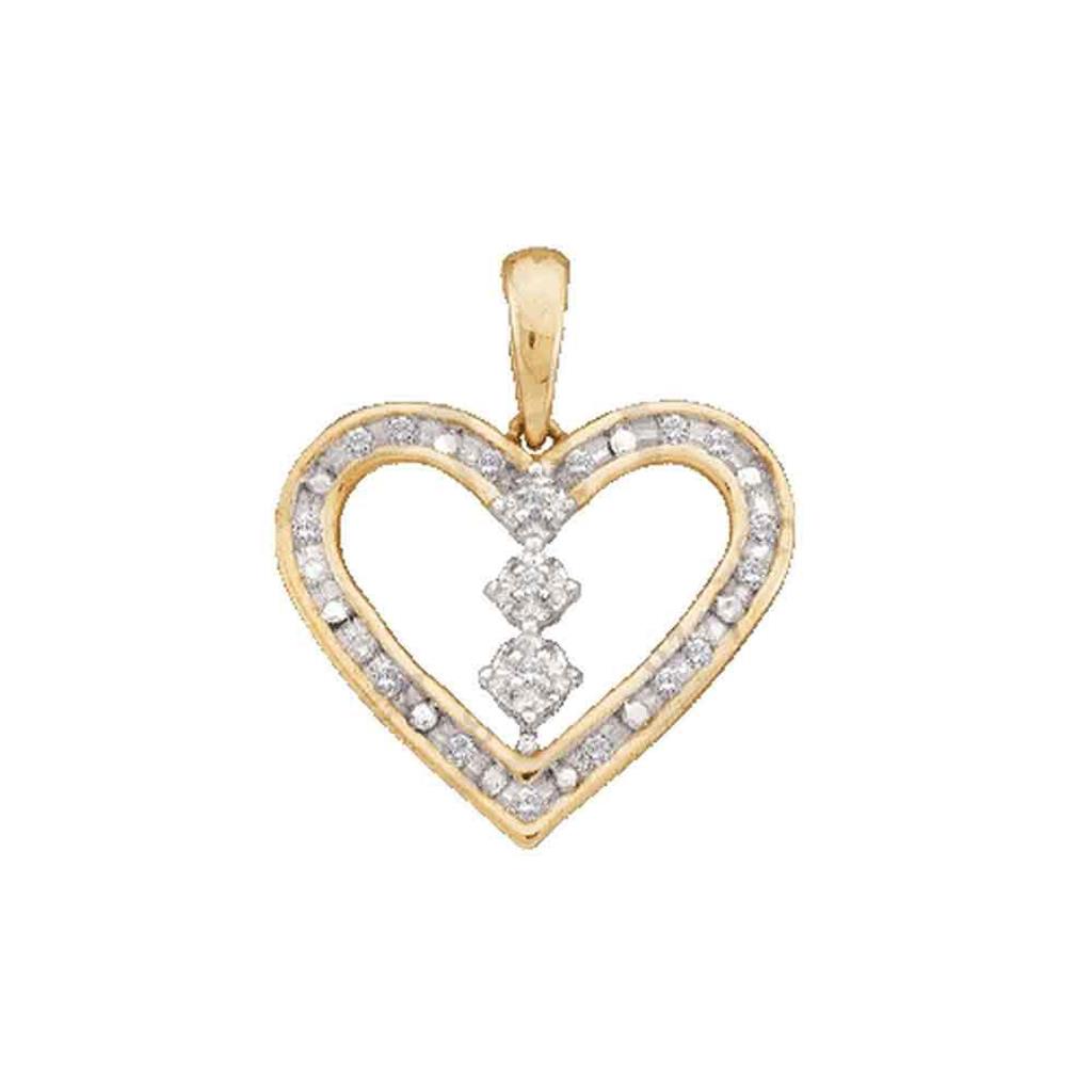 Image of ID 1 10k Yellow Gold Round Diamond Heart Pendant 1/6 Cttw
