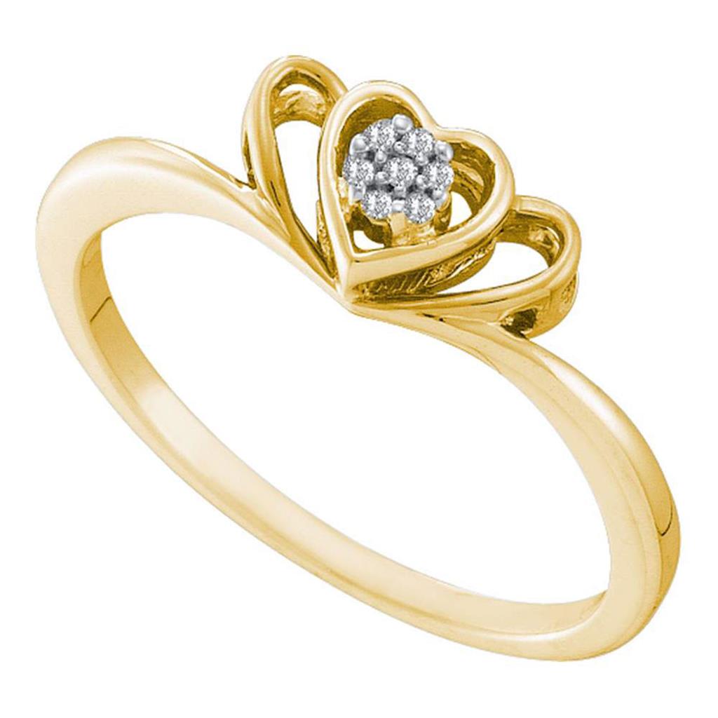 Image of ID 1 10k Yellow Gold Round Diamond Heart Ring 02 Cttw