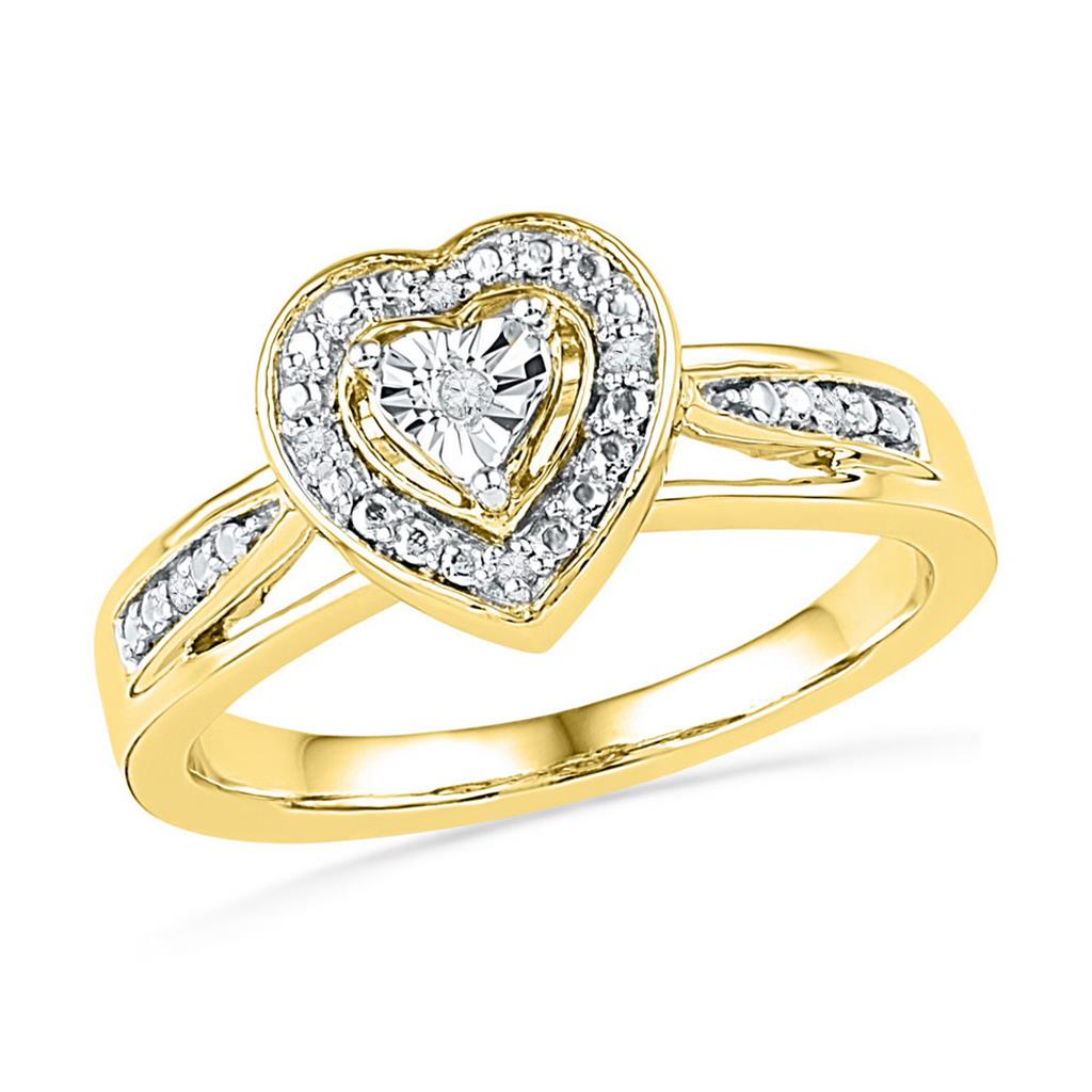 Image of ID 1 10k Yellow Gold Round Diamond Heart Ring 03 Cttw