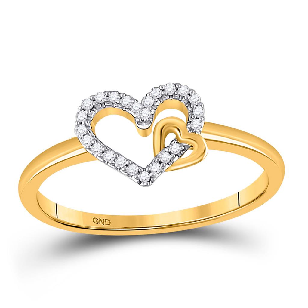 Image of ID 1 10k Yellow Gold Round Diamond Heart Ring 1/12 Cttw