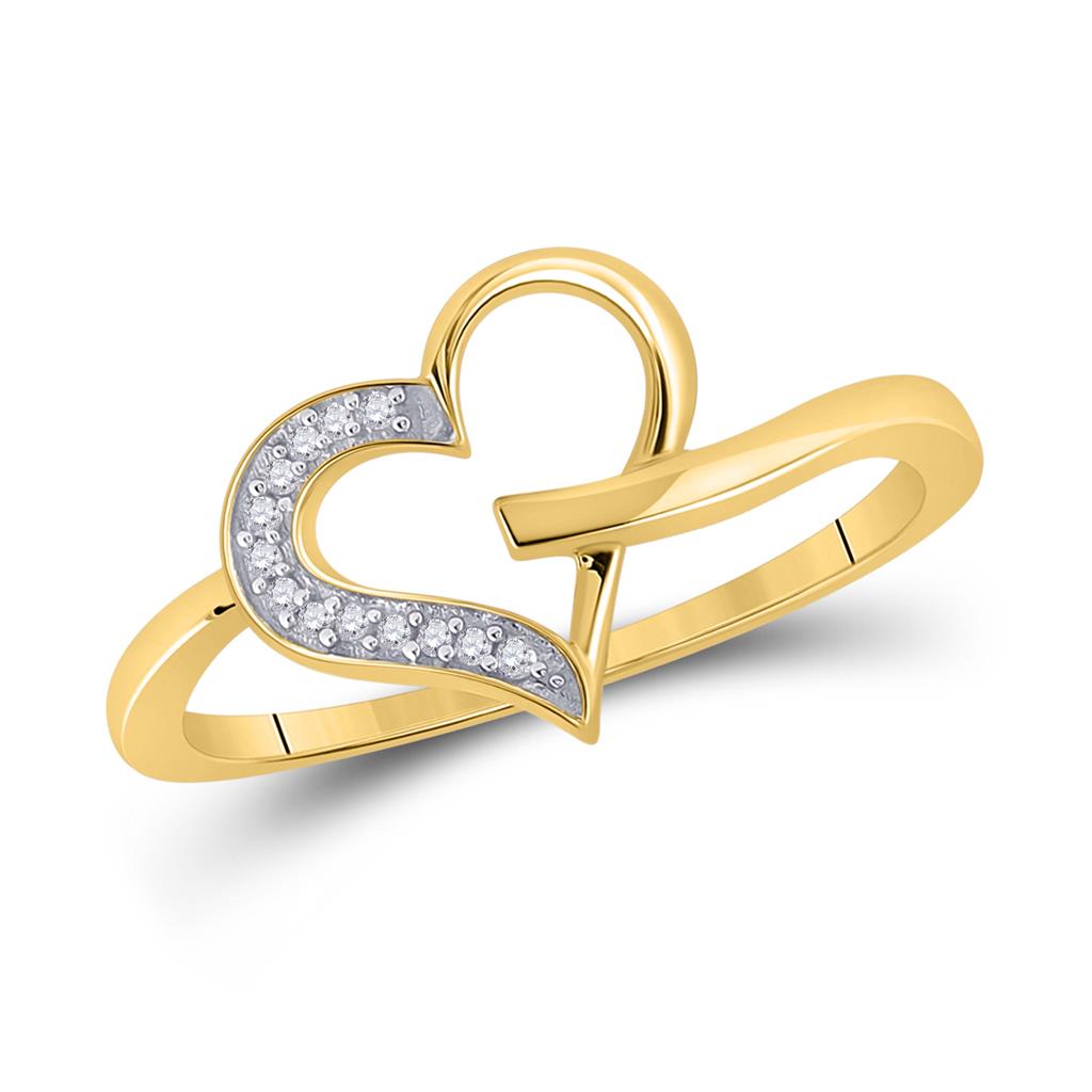 Image of ID 1 10k Yellow Gold Round Diamond Heart Ring 1/20 Cttw