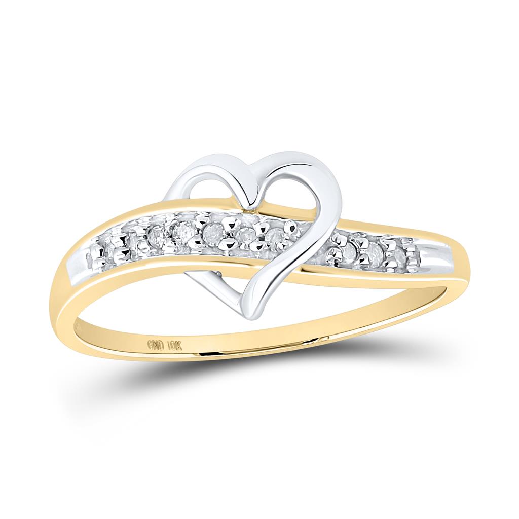 Image of ID 1 10k Yellow Gold Round Diamond Heart Ring 1/20 Cttw Size 6