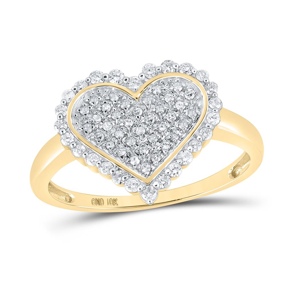 Image of ID 1 10k Yellow Gold Round Diamond Heart Ring 1/4 Cttw