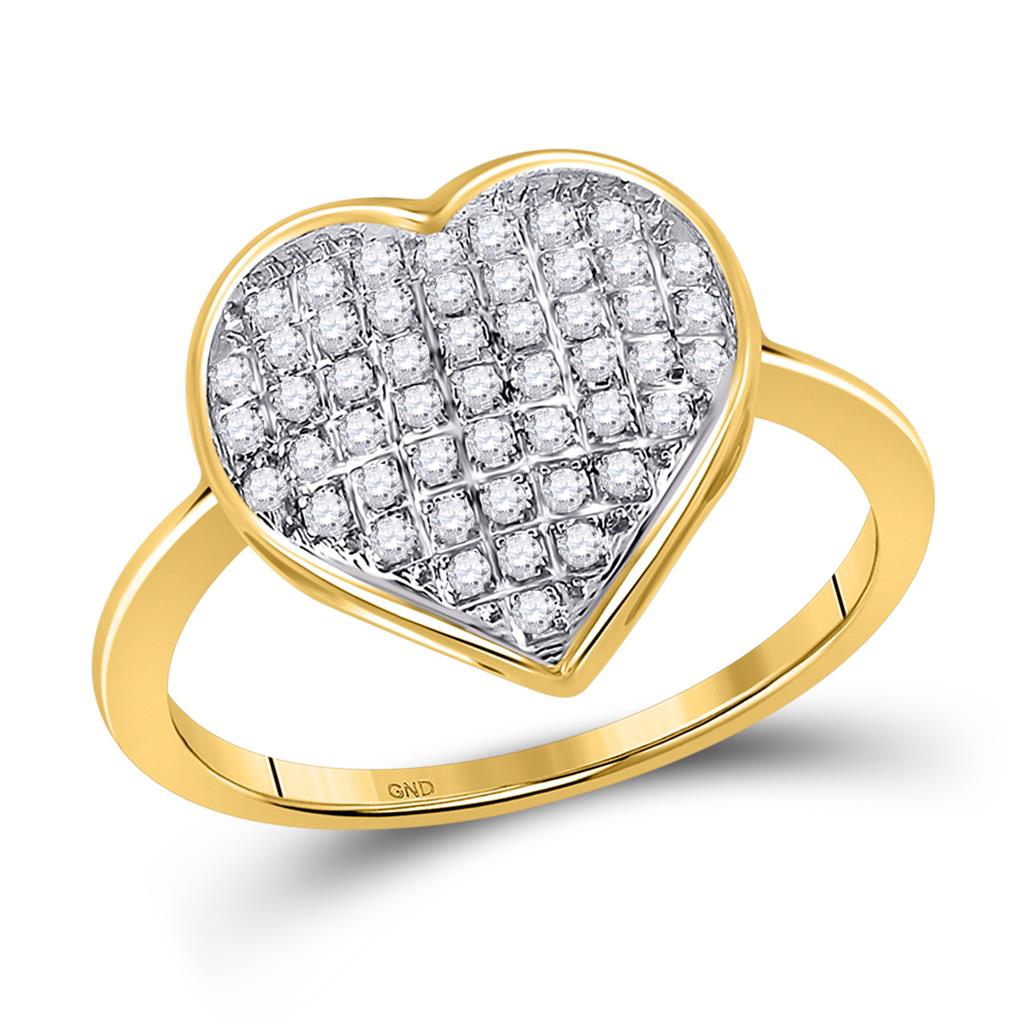 Image of ID 1 10k Yellow Gold Round Diamond Heart Ring 1/6 Cttw