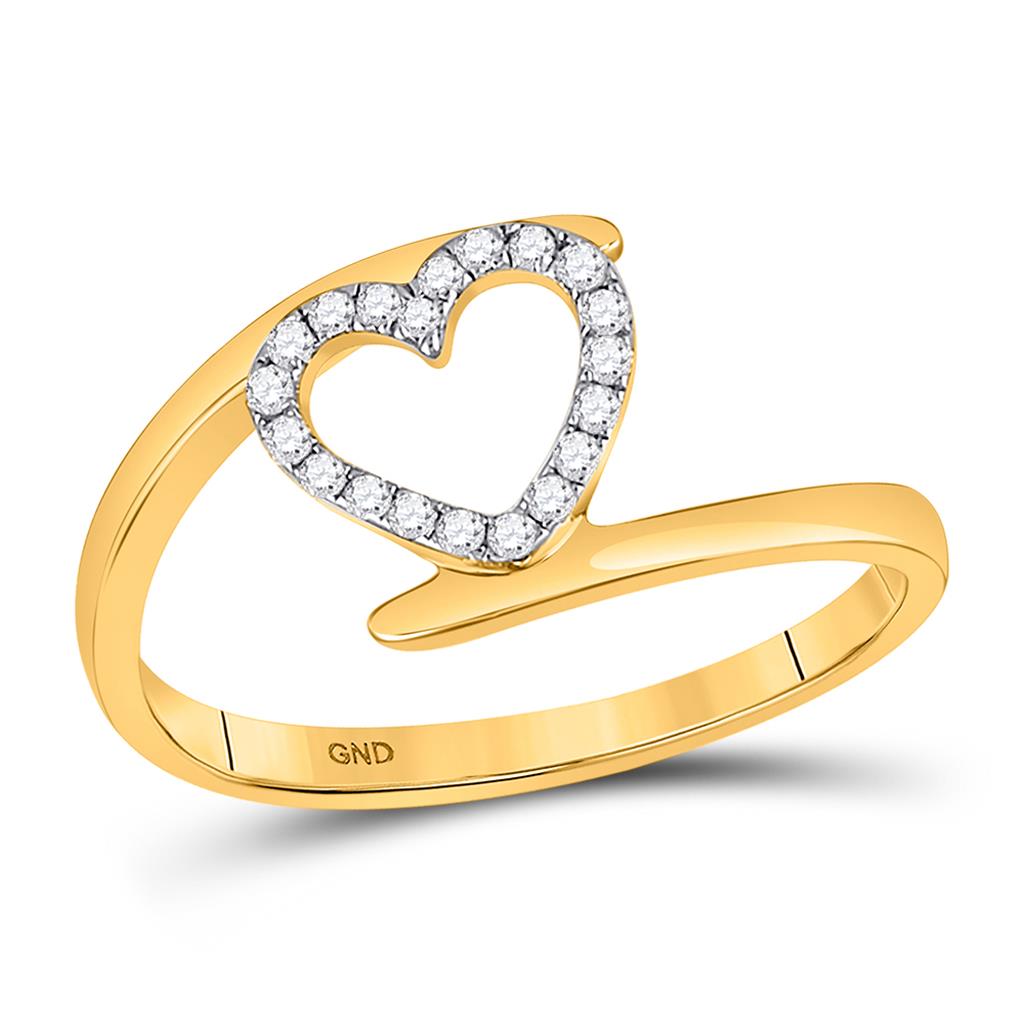 Image of ID 1 10k Yellow Gold Round Diamond Heart Ring 1/8 Cttw