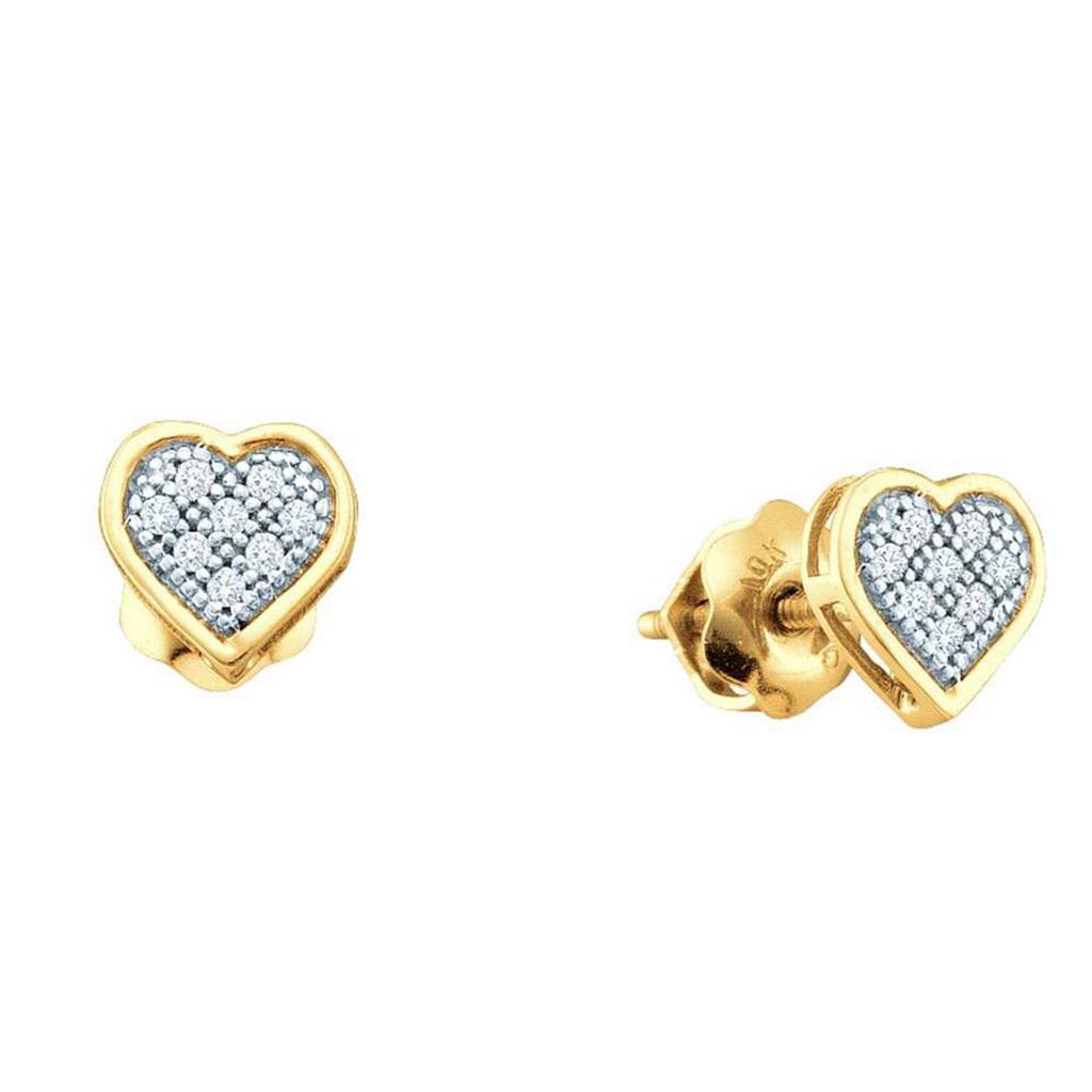 Image of ID 1 10k Yellow Gold Round Diamond Heart Stud Earrings 1/2 Cttw