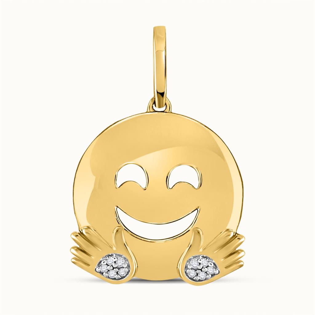 Image of ID 1 10k Yellow Gold Round Diamond Hugs Emoji Pendant 02 Cttw