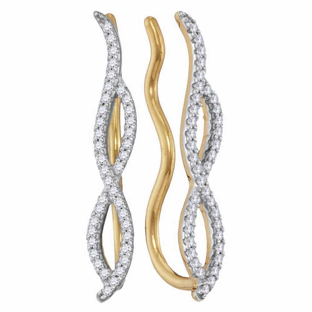 Image of ID 1 10k Yellow Gold Round Diamond Infinity Climber Earrings 1/4 Cttw
