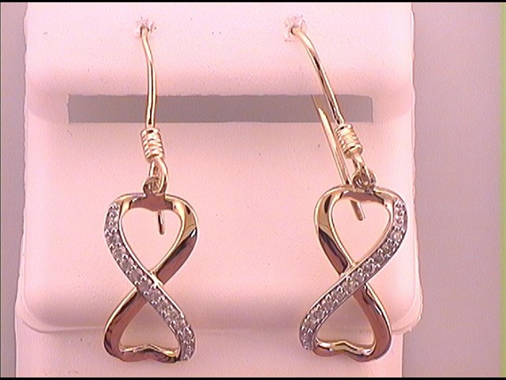 Image of ID 1 10k Yellow Gold Round Diamond Infinity Dangle Earrings 1/5 Cttw