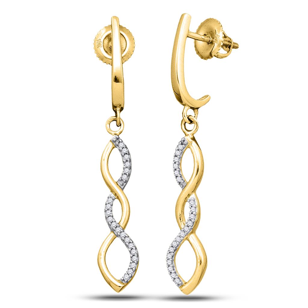 Image of ID 1 10k Yellow Gold Round Diamond Infinity Dangle Earrings 1/8 Cttw