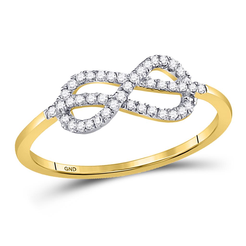 Image of ID 1 10k Yellow Gold Round Diamond Infinity Fashion Ring 1/6 Cttw