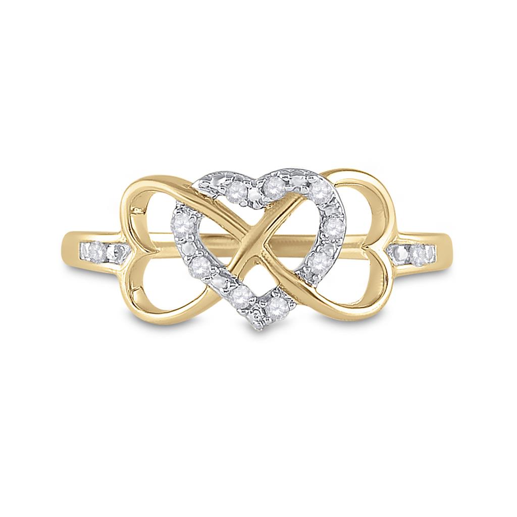 Image of ID 1 10k Yellow Gold Round Diamond Infinity Heart Ring 1/10 Cttw